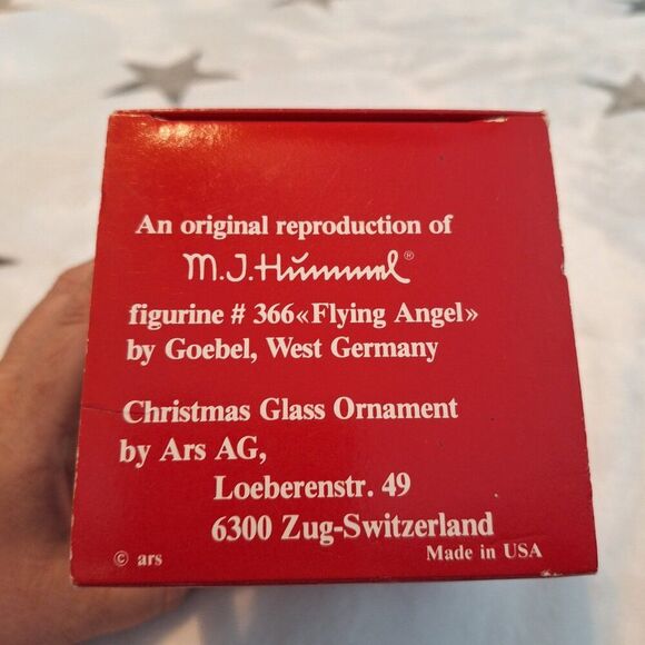 Vintage 1990 Hummel Glass Christmas Ornament Flying Angel 8th Annual Edition - Picture 6 of 6